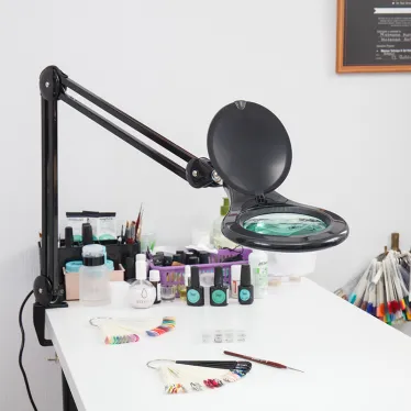 Лупа на струбцине , круглая, 5D, с подсветкой 90 LED, черная | 31-0406 | REXANT