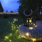 Декоративный фонарь на солнечной батарее 14х14х24 см, черный плетеный корпус, теплый белый цвет свечения | 501-145 | NEON-NIGHT