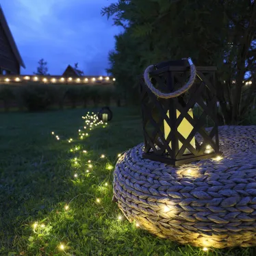 Декоративный фонарь на солнечной батарее 14х14х24 см, черный плетеный корпус, теплый белый цвет свечения | 501-145 | NEON-NIGHT