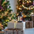 Декоративный фонарь с шариками 12х12х20,6 см, черный корпус, теплый белый цвет свечения | 513-061 | NEON-NIGHT