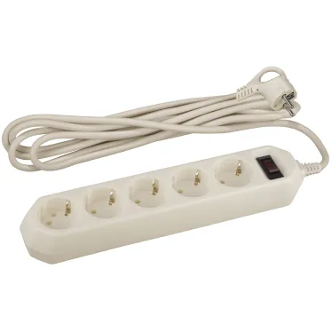 Сетевой фильтр USF-5es-3m-I   (сл.кость) с заземл, 3x0,75мм2, с выкл, 5гн, 3м (20/600) |Б0019035 | ЭРА