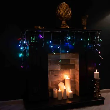 Гирлянда Айсикл (бахрома) светодиодный, 1,8 х 0,5 м, прозрачный провод, 230 В, диоды RGB | 255-009 | NEON-NIGHT