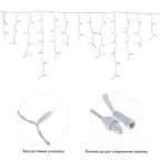 Гирлянда Айсикл (бахрома) светодиодный, 2,4 х 0,6 м, белый провод, 230 В, диоды белые, 88 LED | 255-034 | NEON-NIGHT