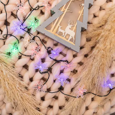 Гирлянда светодиодная "Снежинки" 30 LED МУЛЬТИКОЛОР 4,4 метра с контроллером | 303-065 | NEON-NIGHT