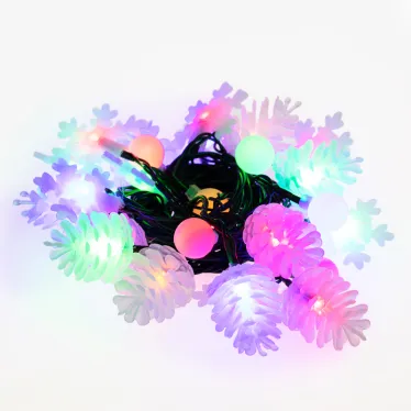 Гирлянда светодиодная универсальная с насадками (шарики, снежинки, елочки) 30 LED МУЛЬТИКОЛОР, 4,4 метра с контроллером | 303-064 | NEON-NIGHT