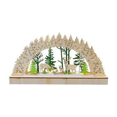 Деревянная фигурка с подсветкой Семейство оленей 30х5х15,7 см | 504-026 | NEON-NIGHT