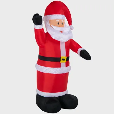 Фигура праздничная надувная 3D  "Дед Мороз приветствует", размер 180 см, внутр подсветка 5 диодов , компр/адапт 12В, IP 65  | 511-114 | NEON-NIGHT