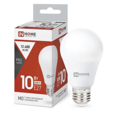 Лампа светодиодная низковольтная LED-MO-PRO 10Вт 12-48В Е27 4000К 900Лм | 4690612038032 | IN HOME
