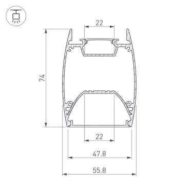 Профиль ARH-LINE-4874-DUAL-2000 ANOD (Arlight, Алюминий) | 036345 | Arlight