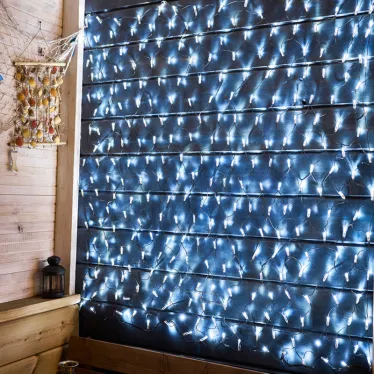Гирлянда "Сеть" 2х1,5м, черный ПВХ, 288 LED Белые | 215-021 | NEON-NIGHT