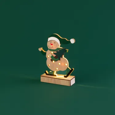 Деревянная фигурка с подсветкой Снеговик 18 см | 504-017 | NEON-NIGHT