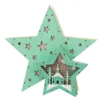 Деревянная фигура с подсветкой Домик Звездочета бирюзовая 26х7х25 см, | 504-019 | NEON-NIGHT