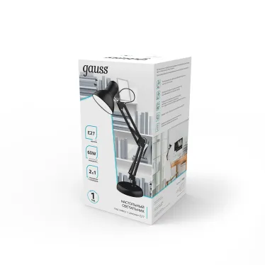 Светильник настольный GTL002 60W 220-240V E27 черный струбцина и основание 1/12 | GT0022 | Gauss