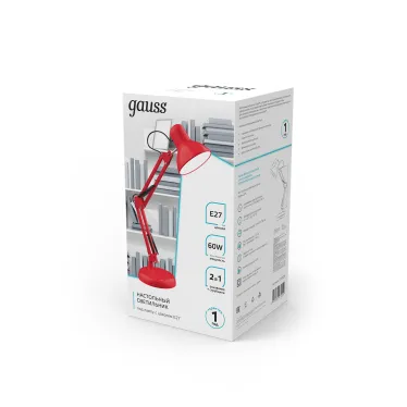 Светильник настольный GTL002 60W 220-240V E27 красный струбцина и основание 1/12 | GT0024 | Gauss