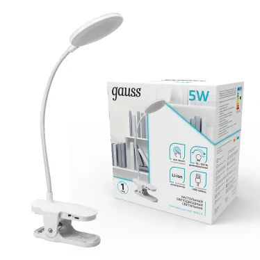 Светильник настольный GTL205 5W 330lm 4000K 5V Li-ion 1200mA белый диммируемый LED 1/25/50 | GT2051 | Gauss