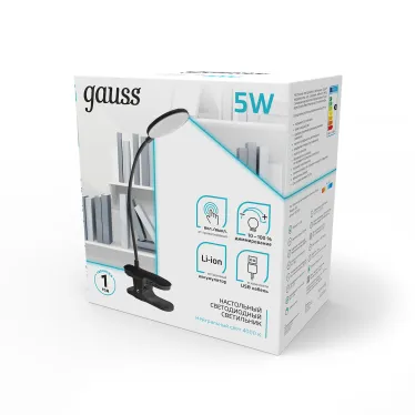 Светильник настольный GTL205 5W 330lm 4000K 5V Li-ion 1200mA черный диммируемый LED 1/25/50 | GT2052 | Gauss