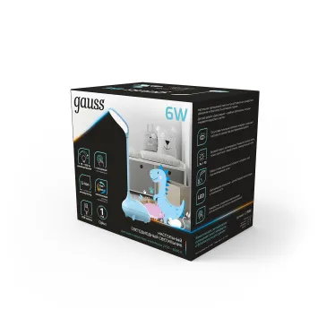 Светильник настольный Qplus GTL701 6W 330lm 2700-6000K 5V Li-ion 1200mA голубой детский диммируемый LED 1/10/30 | GT7016 | Gauss