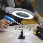 Лупа на струбцине , круглая, 5D, с подсветкой 72 LED, регулятор яркости, белая | 31-0532 | REXANT