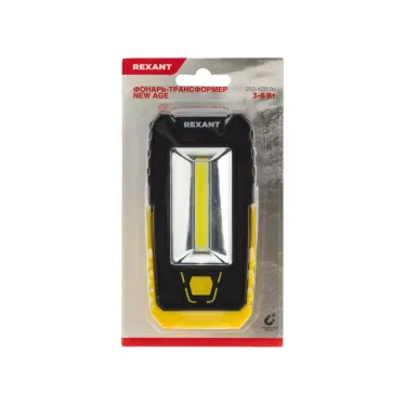 Фонарь рабочий-трансформер NEW AGE с дальним головным 3 Вт и ближним боковым светом 6 Вт , поворотный магнит, складной крюк | 75-7841 | REXANT