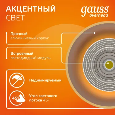 Светильник светодиодный декоративный бытовой HD002 12W (кофе золото) 3000K 79x200мм | HD002 | Gauss