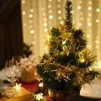 Гирлянда светодиодная Мишура золотая 10 LED, 1,5 м, прозрачный ПВХ, теплое белое свечение, 2 х АА (батарейки не в комплекте) | 304-012 | NEON-NIGHT