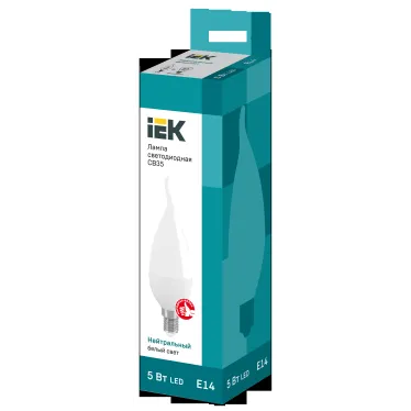 Лампа светодиодная LED 5Вт Е14 220В 4000К CB35 свеча на ветру | LLE-CB35-5-230-40-E14 | IEK