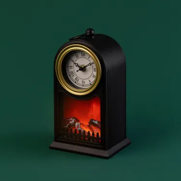 Светодиодный камин Старинные часы с эффектом живого огня 14,7x11,7x25 см, черный, батарейки 2хС (не в комплекте) USB | 511-020 | NEON-NIGHT