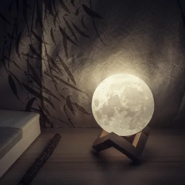 Светильник настольный NN001 3D Луна 1W 5V Li-ion 450mA D10см белый LED 1/6/24 | NN001 | Gauss