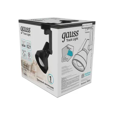 Светильник трековый однофазный под лампу E27 220V IP20 112*230мм черный конус | TR013 | Gauss