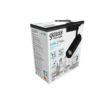 Светильник светодиодный трековый цилиндр 32W 2750lm 4000K 180-240V IP20 75*220мм черный угол 24º | TR073 | Gauss