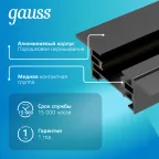 Шинопровод осветительный встраиваемый 1м черный (с адаптером питания и заглушкой) | TR129 | Gauss