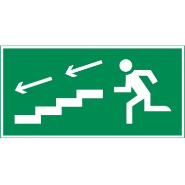 пиктограмма "ПО ЛЕСТНИЦЕ ВНИЗ ВЛЕВО" 400х200мм для аварийно-эвакуационного светильника Vault | V5-EM03-60.013.038 | VARTON