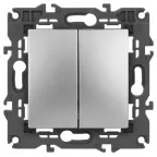 Переключатель двойной, 10АХ-250В, Эра Elegance, алюминий,14-1106-03