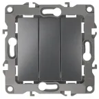 Выключатель тройной, 10АХ-250В, Эра12, графит,12-1107-12