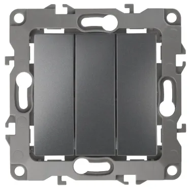 Выключатель тройной, 10АХ-250В, Эра12, графит,12-1107-12