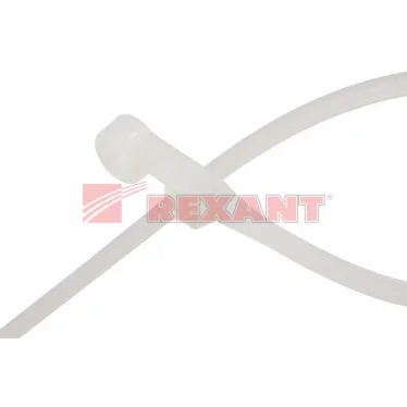 Хомут-стяжкa нейлоновая под винт 200x4,3 мм, белая, упаковка 100 шт, REXANT