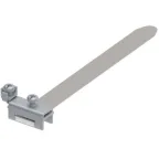 Заземляющая скоба на ленте на трубу Д16-54. Материал - нержавеющая сталь.