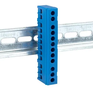 Шина 0 N (6х9мм) 12 отверстий латунь синий изолированный корпус на DIN-рейку PROxima