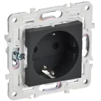 SKANDY Розетка с заземлением с защитными шторками 16А безвинтовое крепление SK-R06G графит IEK