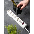 Фильтр сетевой 6x1.8м 16А/3.2кВт с выключателем с заземлением ПВС 3х1.0 Блокбастер XL PROxima