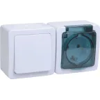 Гермес PLUS Блок наружный: выключатель одноклавишный и розетка с заземлением IP54