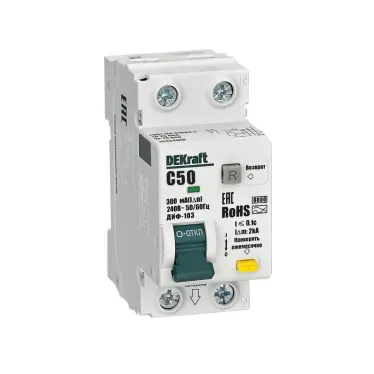 Выключатель автоматический дифференциальный 1P+N 50А 300мА AC х-ка C ДИФ-103 6кА