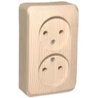 ЭТЮД Розетка двойная наружная без заземления без шторок Сосна