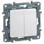 ETIKA Переключатель двухклавишный белый автоматические зажимы 10AX