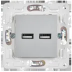 SKANDY Розетка USB A+A 3,1А SK-R15S серебряный IEK