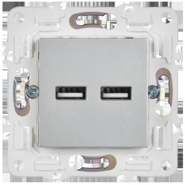 SKANDY Розетка USB A+A 3,1А SK-R15S серебряный IEK