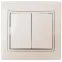 Выключатель Intro Plano 1-104-02 двухклавишный, 10А-250В, IP20, СУ, слоновая кость