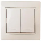 Выключатель Intro Plano 1-104-02 двухклавишный, 10А-250В, IP20, СУ, слоновая кость