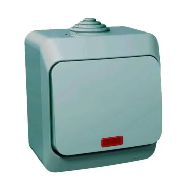 ЭТЮД Выключатель одноклавишный наружный с подсветкой IP44 серый