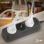 Удлинитель электрический UX-3e-5m-B с заземлением 3 розетки 5м ПВС 3x0,75мм2 10А черный